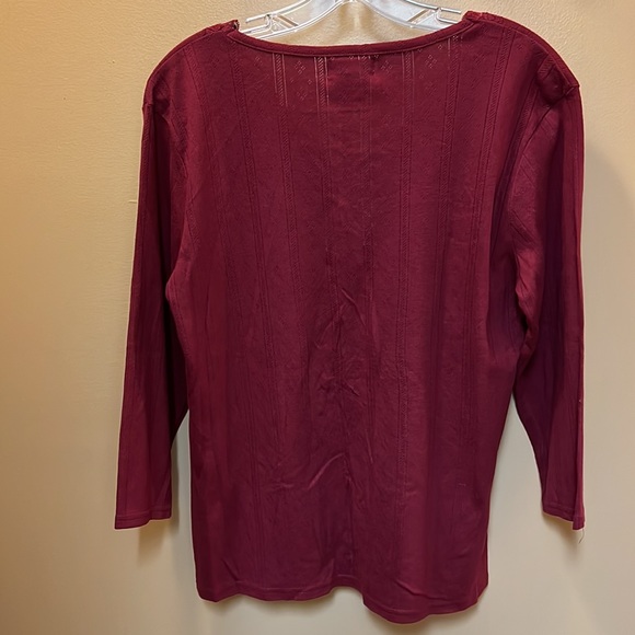 Burgandy Pointelle Top - Picture 2 of 11